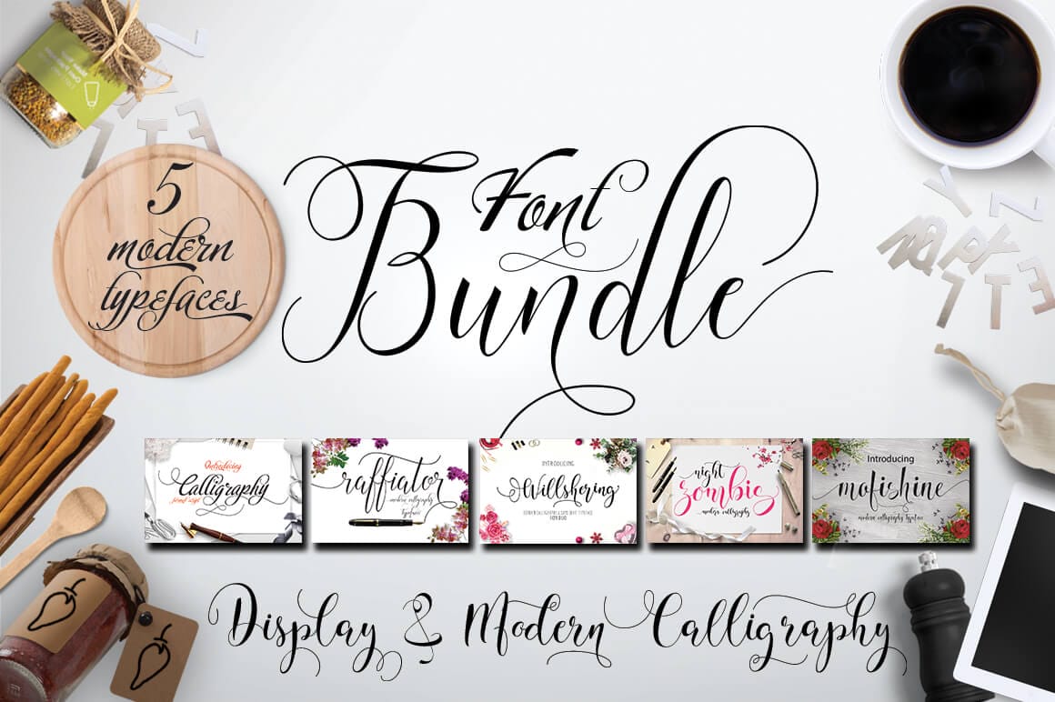 5 Elegant Calligraphy Fonts from Moriztype Studio - only $9!
