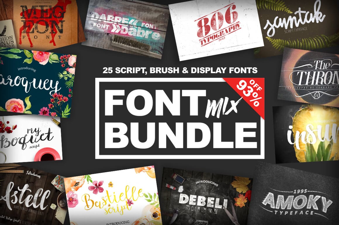 Font Bundle Mix: 25 Script