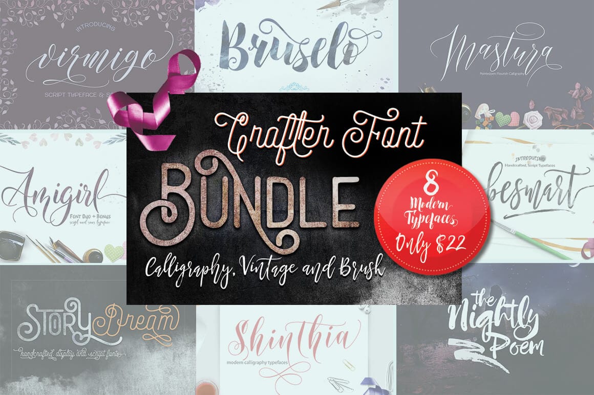 The Crafter Bundle of 9 Beautiful Script Fonts - only $15!