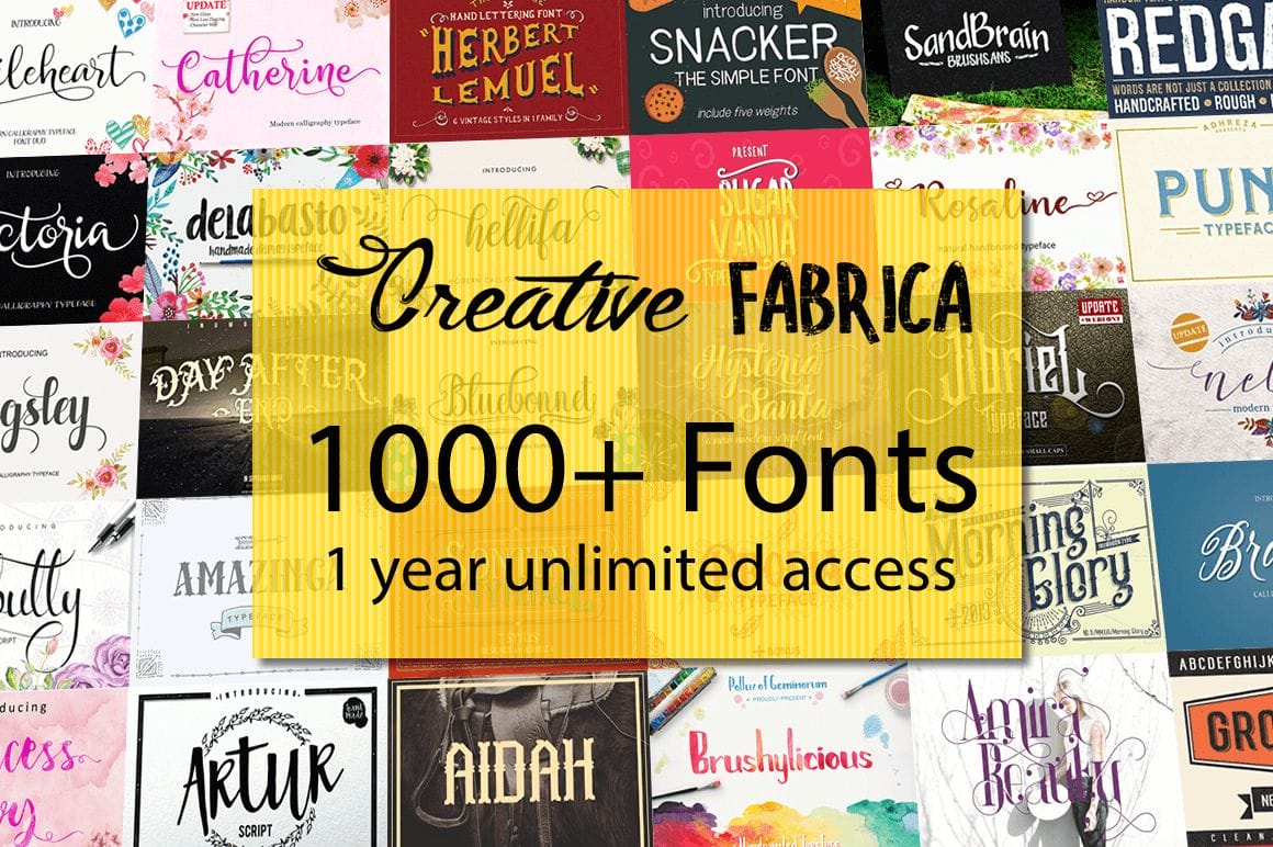 1 Year Unlimited Access to 1300+ Premium Fonts - only $27!