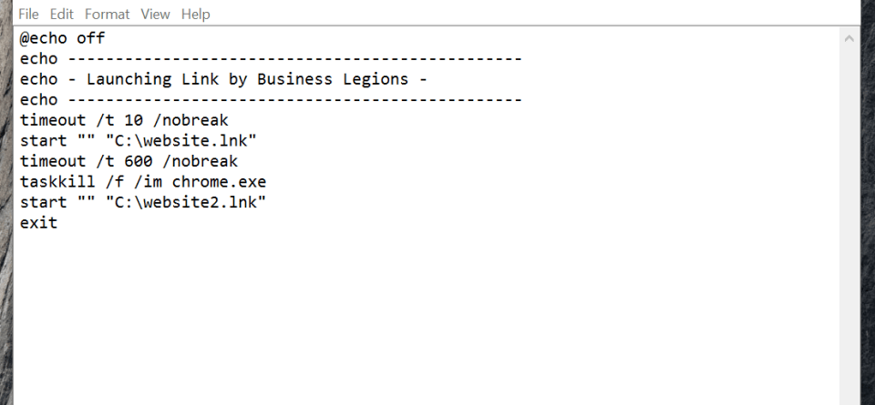 Business Legions Batch File Issue