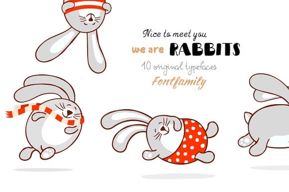 Kid-Friendly TT Rabbits Font Family of 10 Adorable Typefaces – only $9!