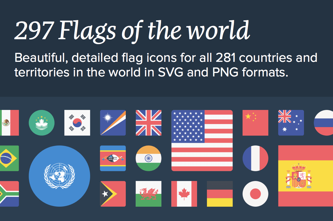 297 Detailed Flags of the World Icons from Inktrap - only $17!