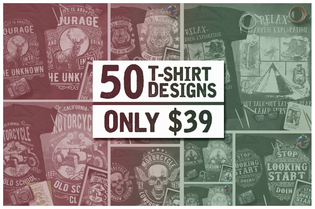 50 Premium T-Shirt Designs with Extended License – only $27!