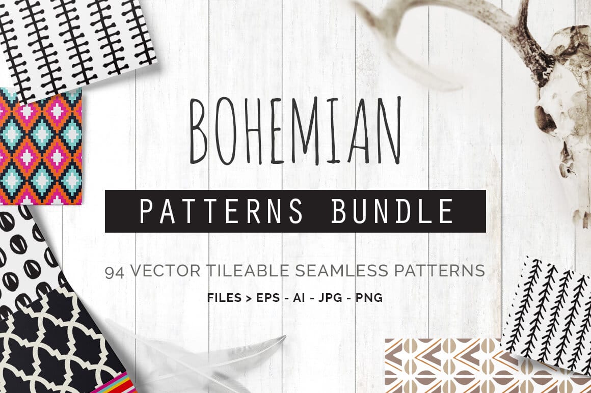 90+ Bohemian Seamless Vector Patterns from You and I Graphics - $19!