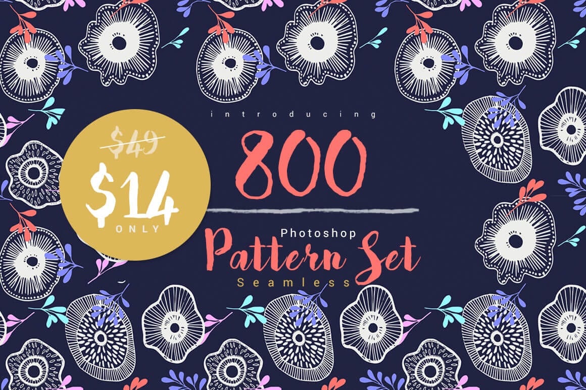 Bundle: 800 High-Quality Seamless Photoshop Patterns – only $14!