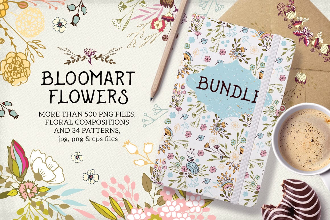 Flowers Bundle:  500+ Floral Compositions and 34 Patterns – $19!