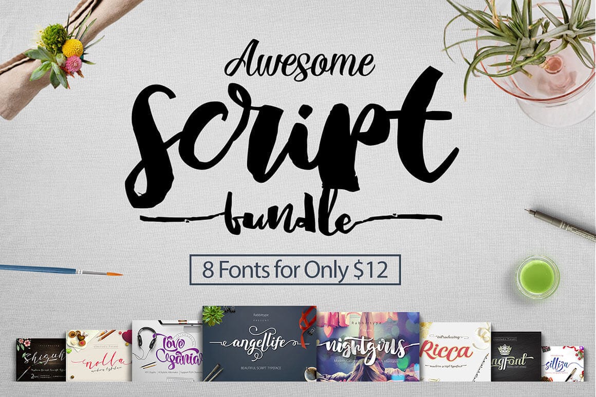 8 Fresh Script  Fonts from Rabbittype – only $12!