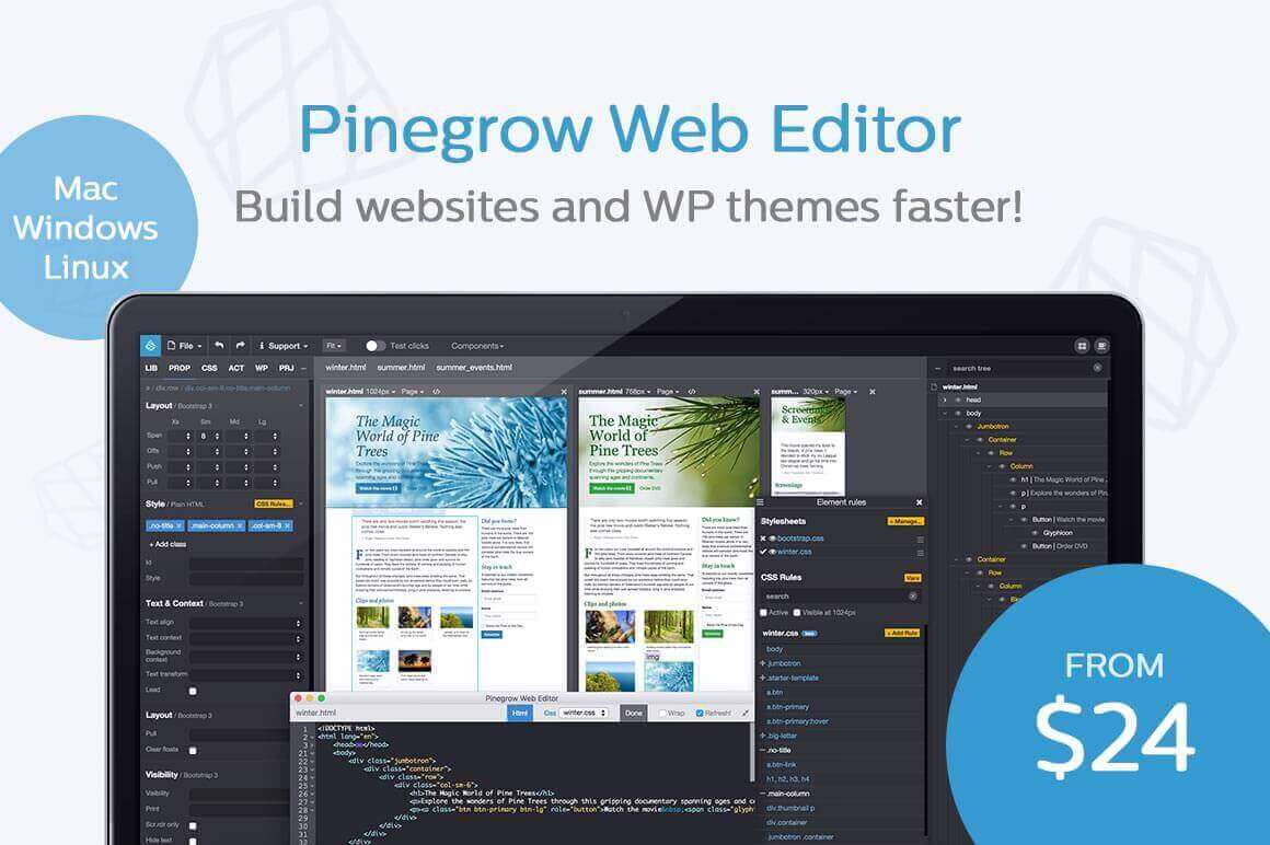 Build Websites and WP Themes Faster with Pinegrow Web Designer - only $24!