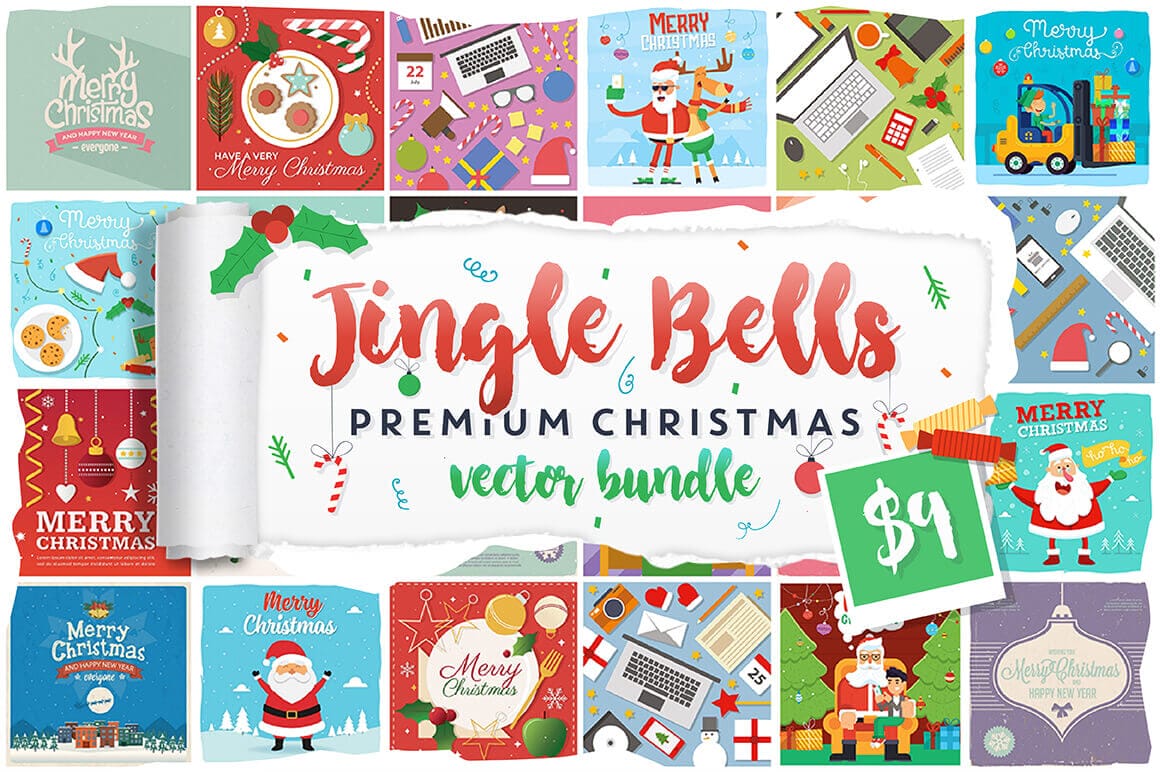Jingle Bells Bundle: 125 Premium Christmas Vectors - only $9!