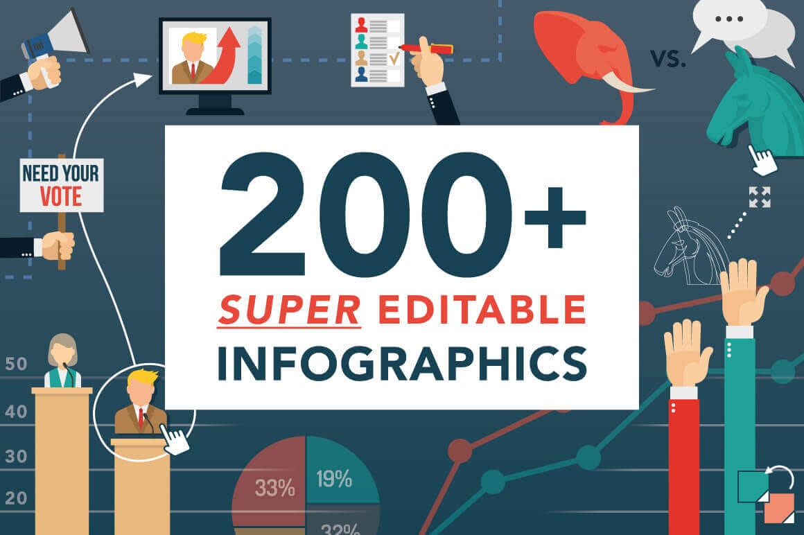 Bundle: 200+ Highly Customizable Infographics - only $18!