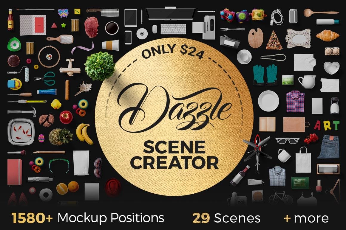 Dazzle-Mockup Scene Creator with 1500+ Mockup Positions