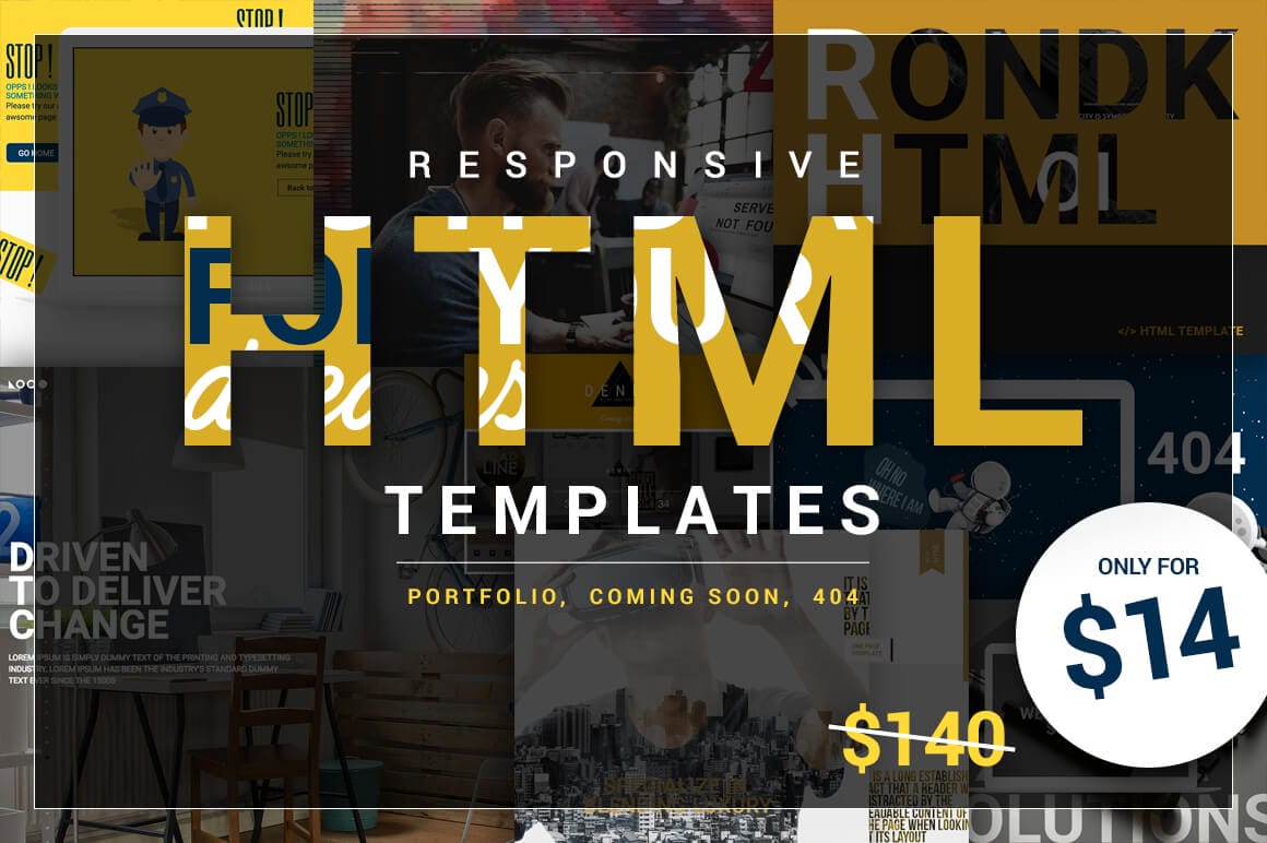 10 Beautifully Designed Responsive HTML Templates – only $14!
