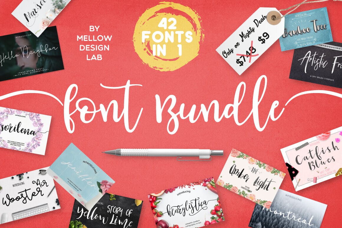 42 Professional Fonts from Mellow Design Lab – only $9!