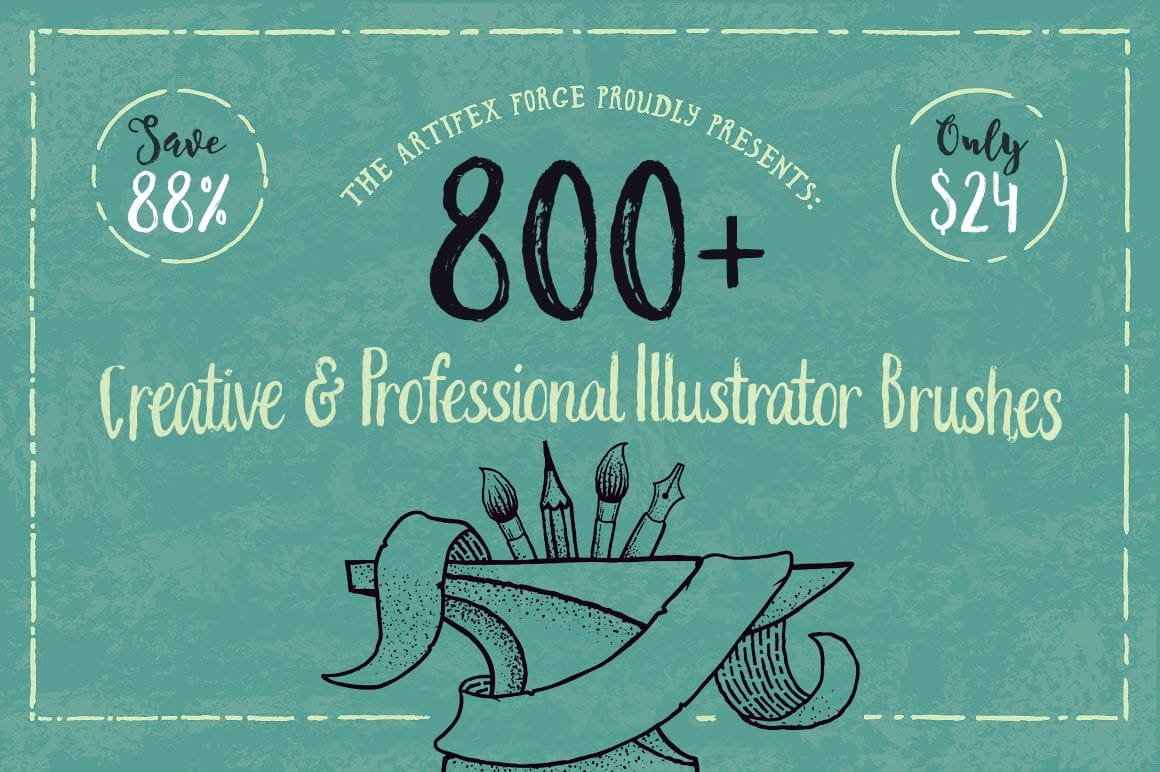 800+ Creative and Professional Illustrator Brushes – only $24!