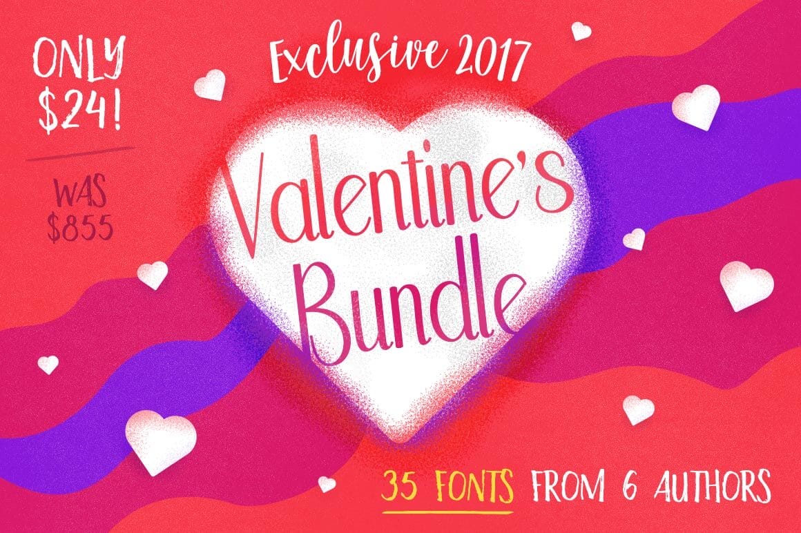 Exclusive: 2017 Valentine’s Bundle of 35 Fonts – only $24!