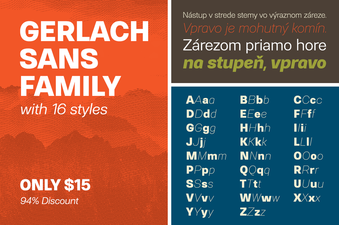 Gerlach Sans Family with 16 styles – only $15!