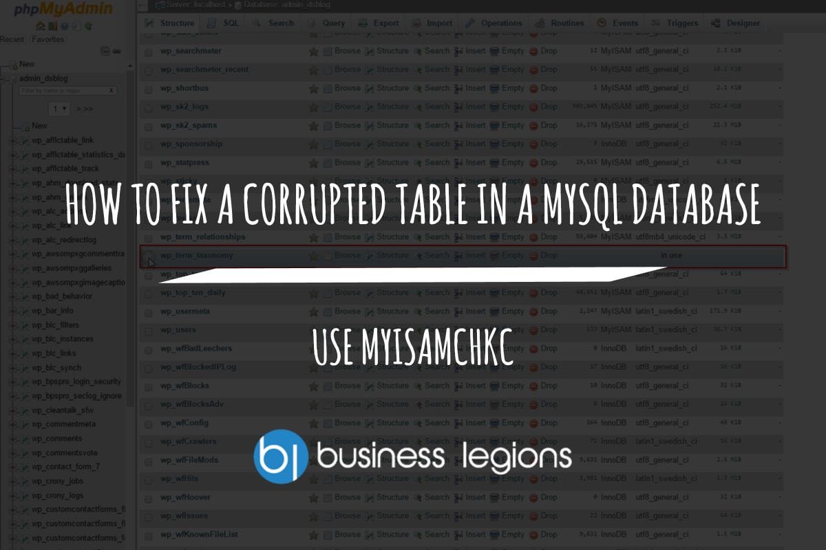 HOW TO FIX A CORRUPTED TABLE IN A MYSQL DATABASE