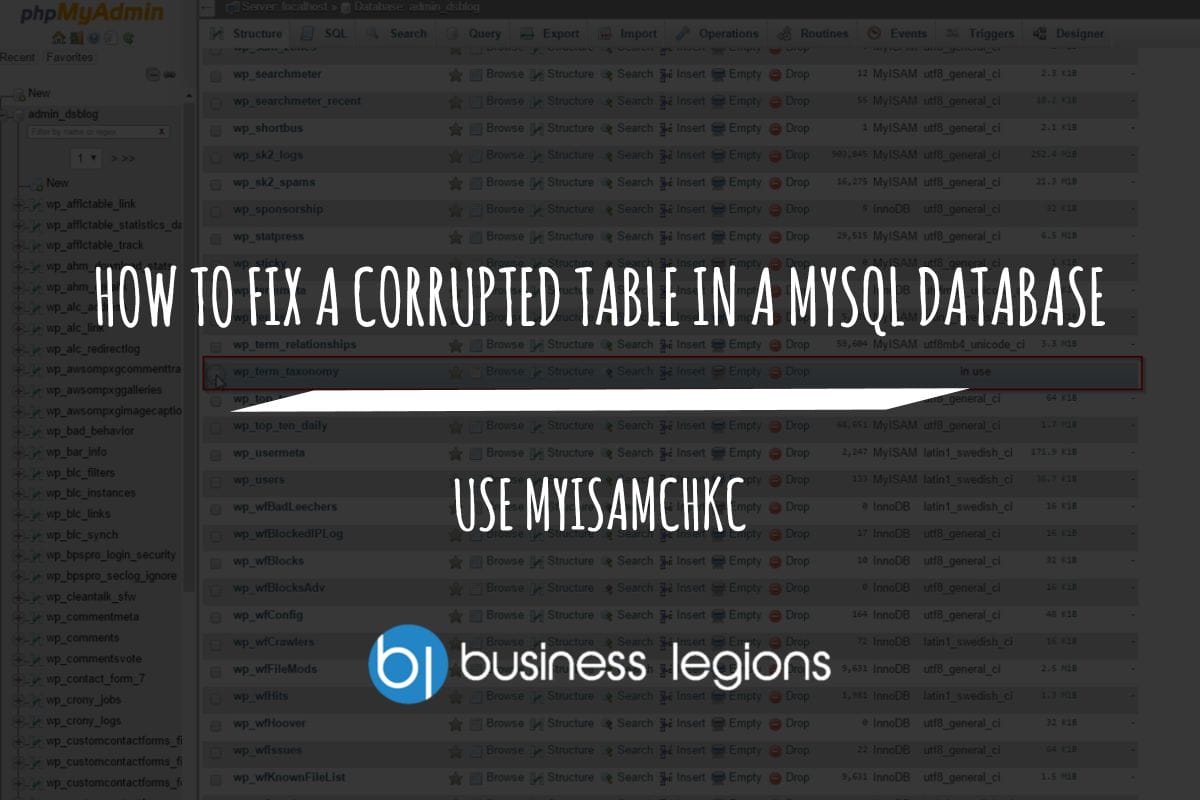 HOW TO FIX A CORRUPTED TABLE IN A MYSQL DATABASE