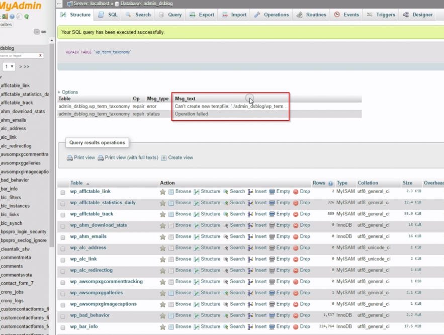 HOW TO FIX A CORRUPTED TABLE IN A MYSQL DATABASE