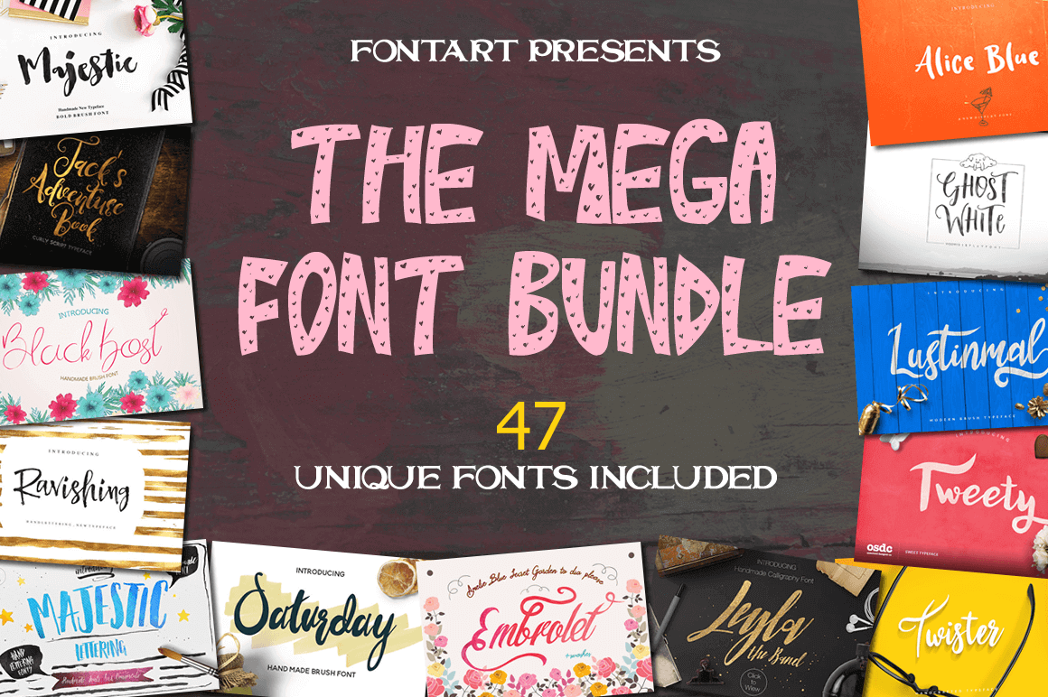 47 Professional Handcrafted Fonts from FontArt - only $24!