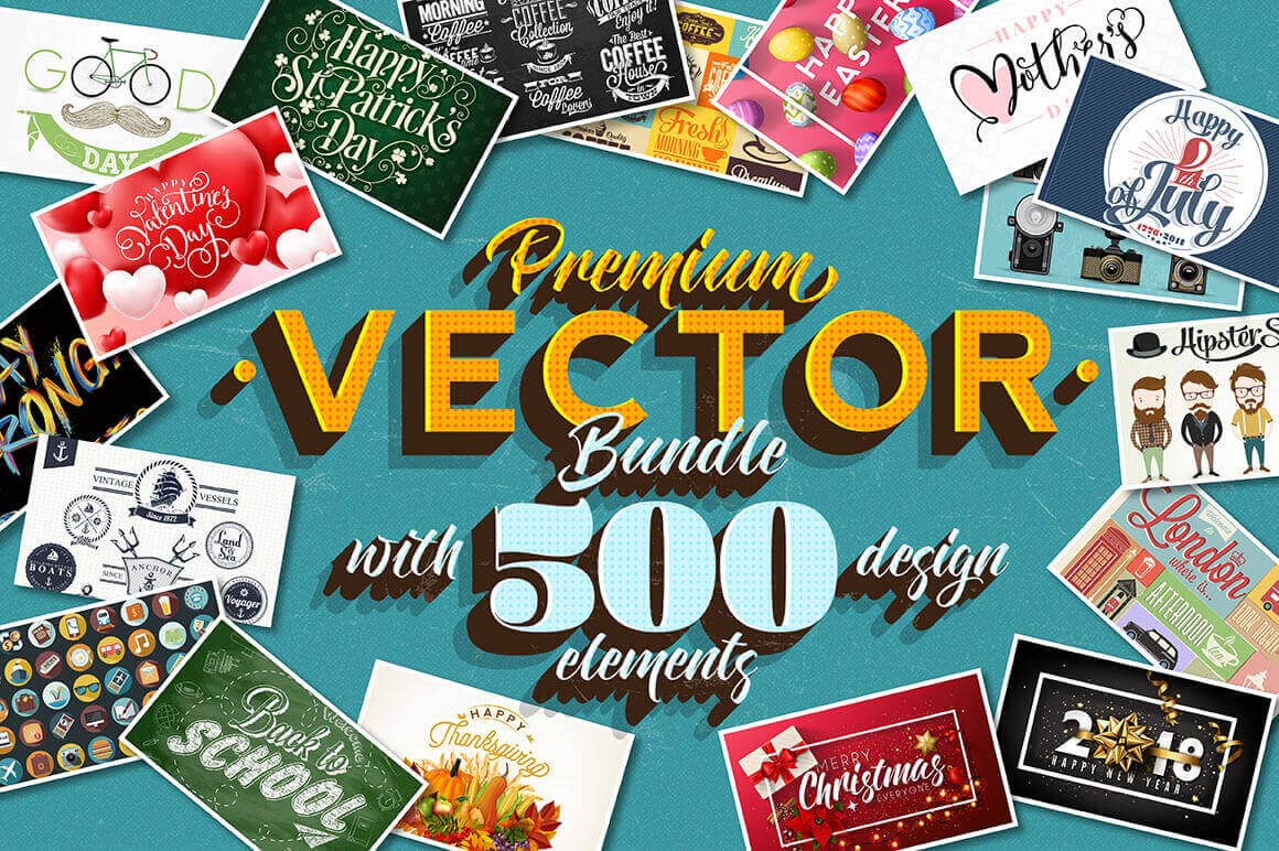 Premium Vector Bundle with 500 Design Elements - only $25!
