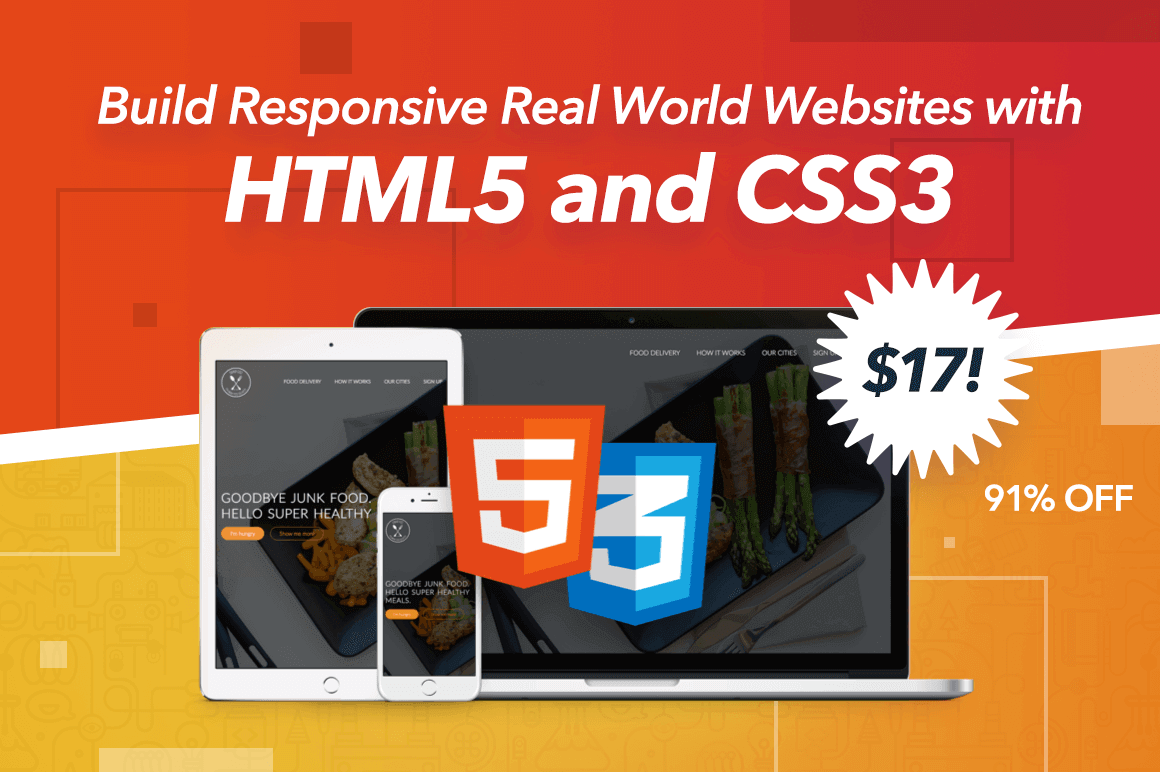 Video Course: Build Responsive Real World Websites with HTML5 and CSS3 - only $17!