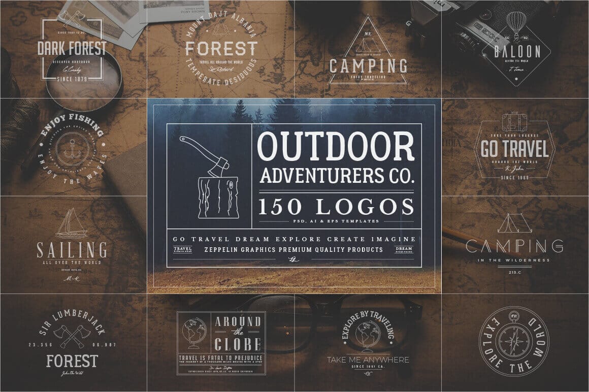 150 Customizable Outdoor Adventurers Logos from Graphicdome – only $9!