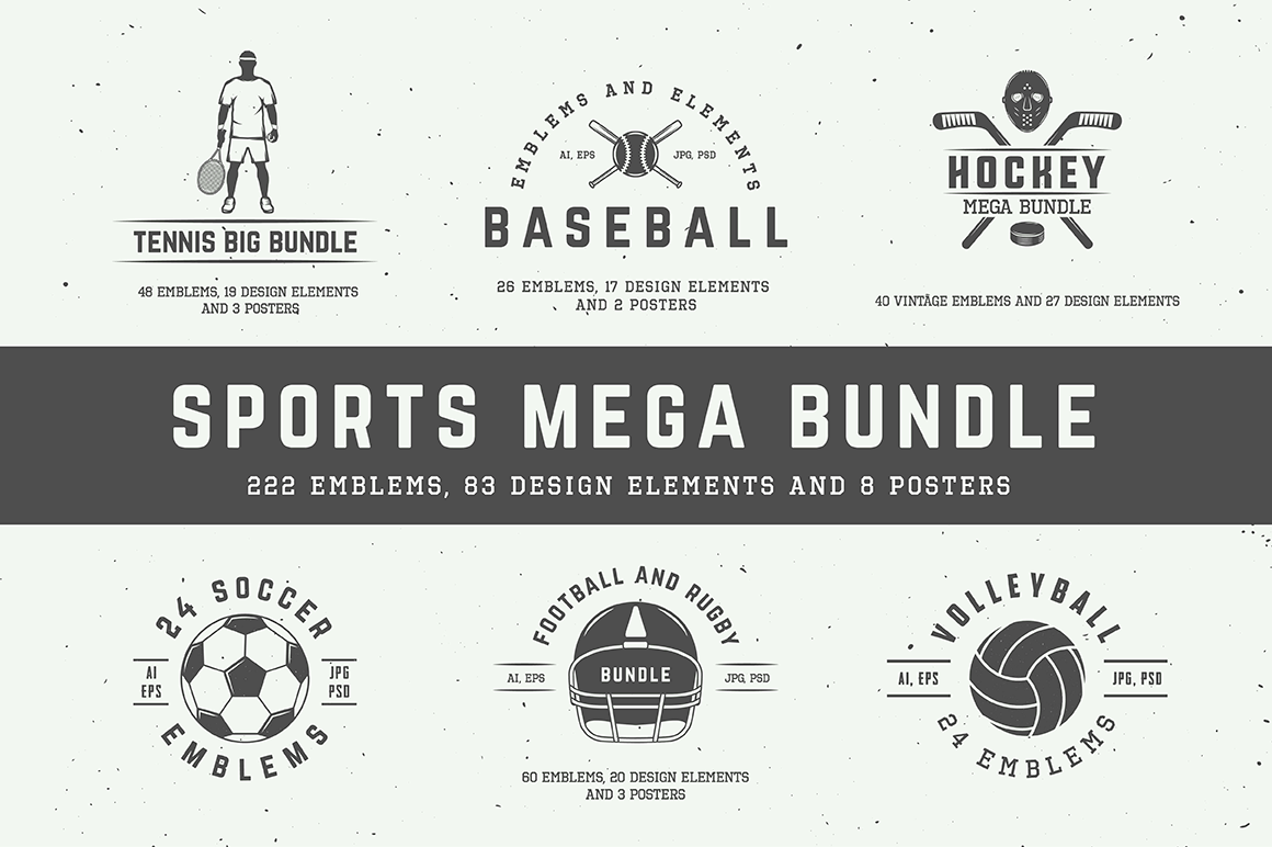 300+ Professional Sports Emblems and Elements – only $17!