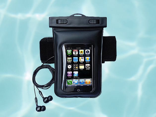 Waterproof Smartphone Bag With Music Out Jack + Waterproof Headphones for $28
