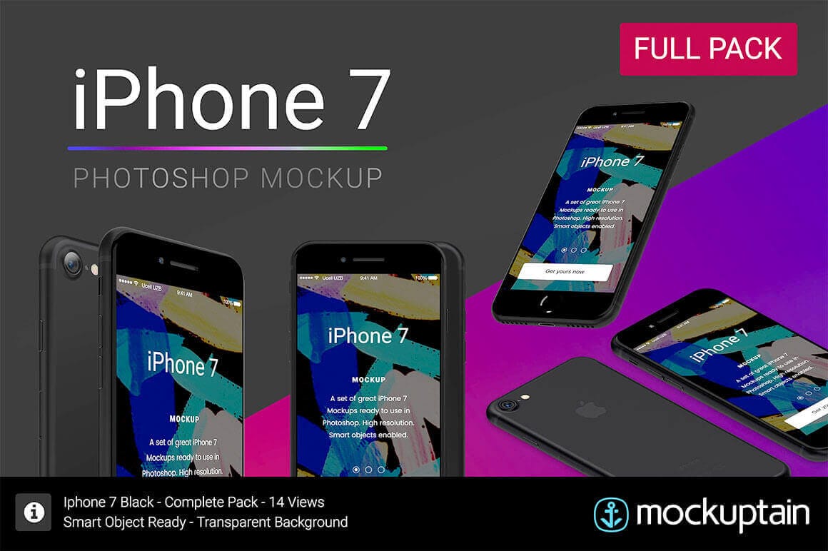 Easily Customizable iPhone 7 Mockup Bundle by Mockuptain - only $8!