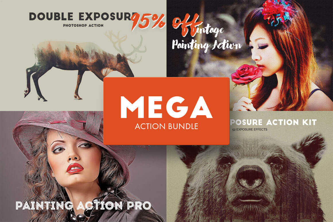 Mega Action Bundle of 4 Photoshop Add-Ons from Krystal Designs Co. – only $19!