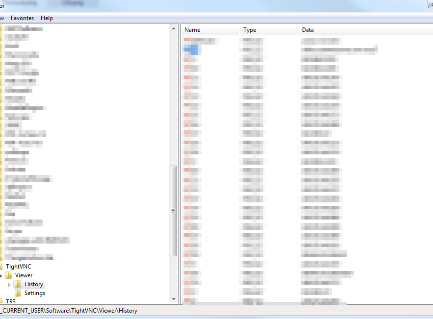 TightVNC History Removal
