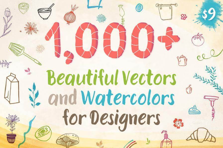 1,000+ Beautiful Vectors and Watercolors for Designers – only $9!