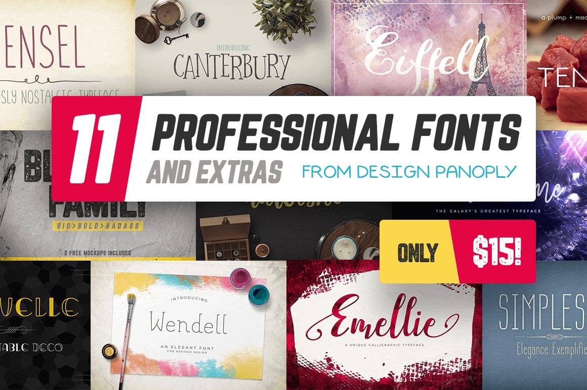 11 Professional Fonts (and extras) from Design Panoply  - only $15!