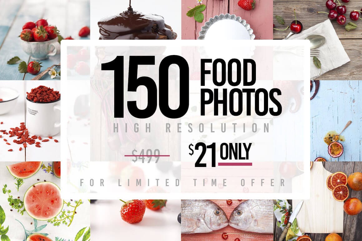 150 Hi-Res Food Photos from Yummy Stock – only $21!