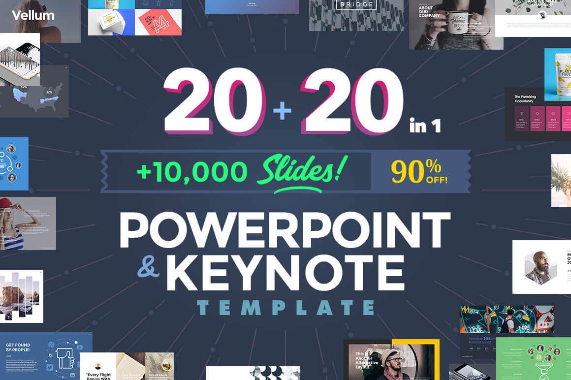 20 PowerPoint + 20 Keynote Templates (with 10,000+ Slides) – only $27!