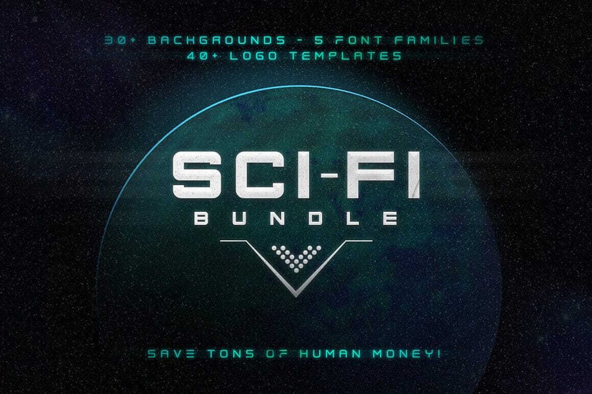 Sci-Fi Bundle: Space Fonts, Backgrounds, Logos, UI Kit – only $17!