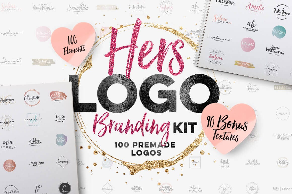 “HERS” Logo Branding Kit: 100 Logos + 160 Vectors – only $9!