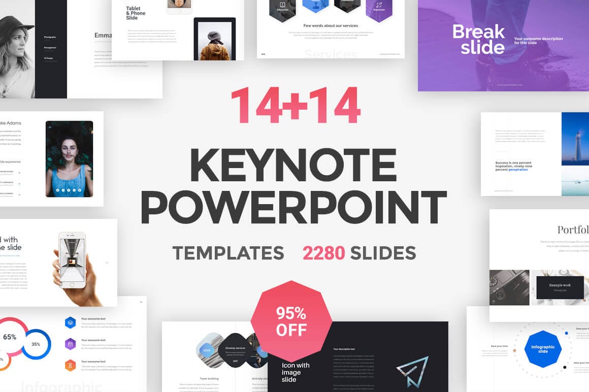 14 PowerPoint + 14 Keynote Templates (with 2,200+ Slides) – only $24!