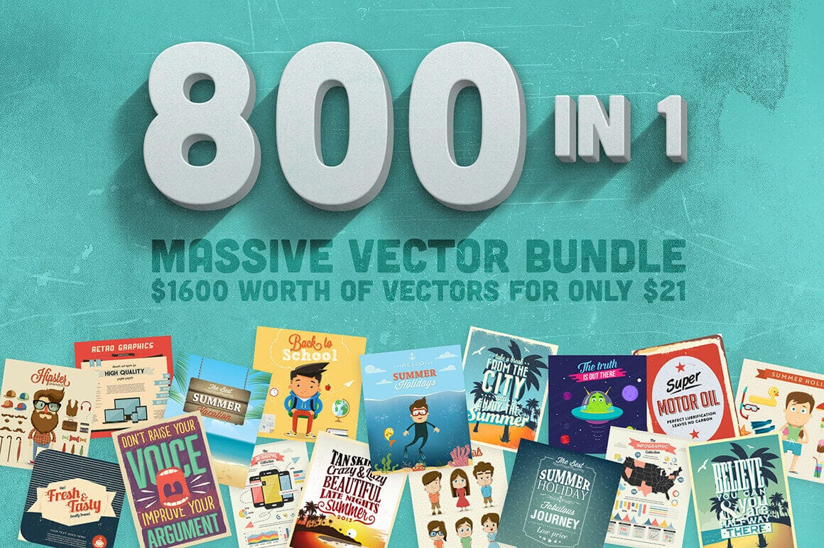 Bundle of 800 Gorgeous Premium Vector Files – only $21!