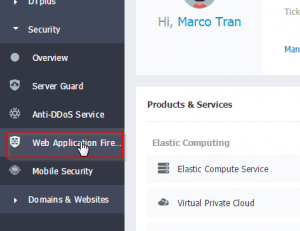 Business Legions Alicloud - Security Setting Web Application Firewall