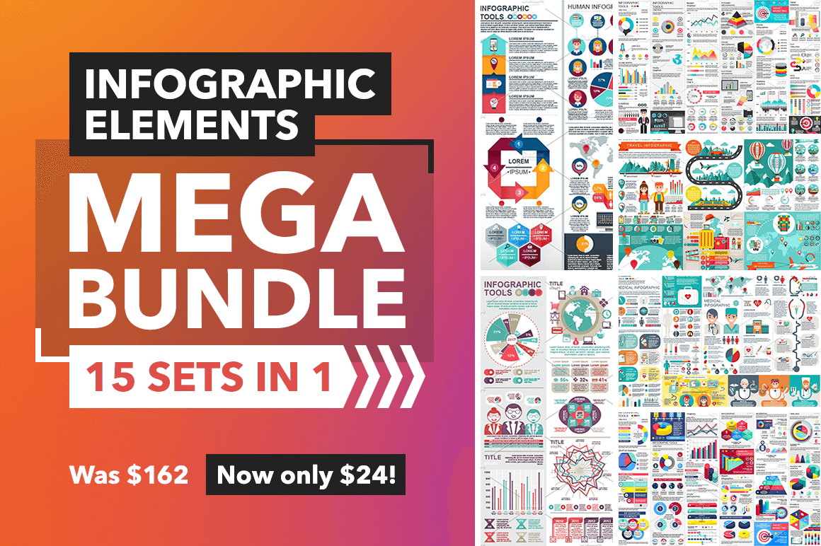 Infographic Elements Mega Bundle: 15 sets in 1 – only $24!