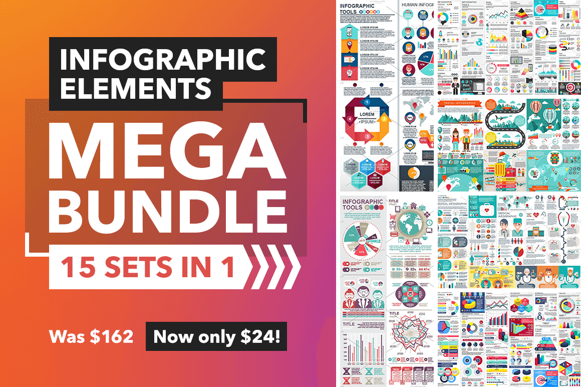 Infographic Elements Mega Bundle: 15 sets in 1 - only $24!