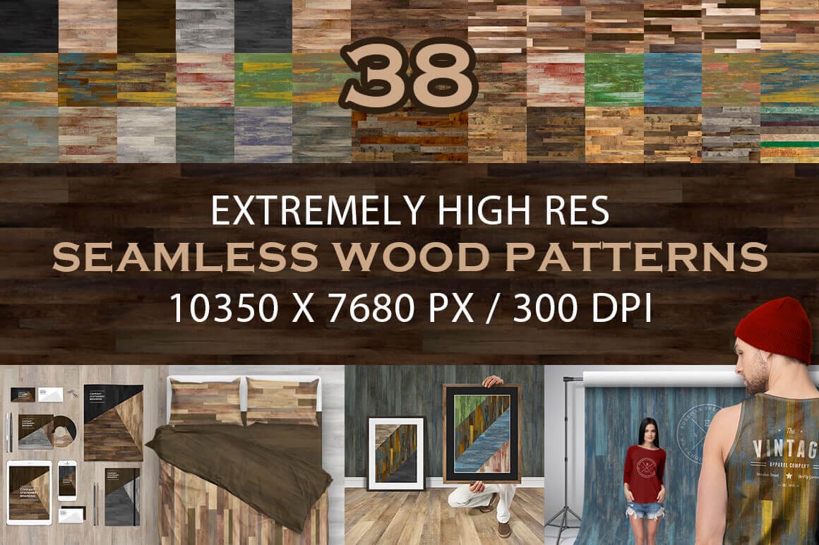 38 Extremely Hi-Res Seamless Wood Patterns – only $9!