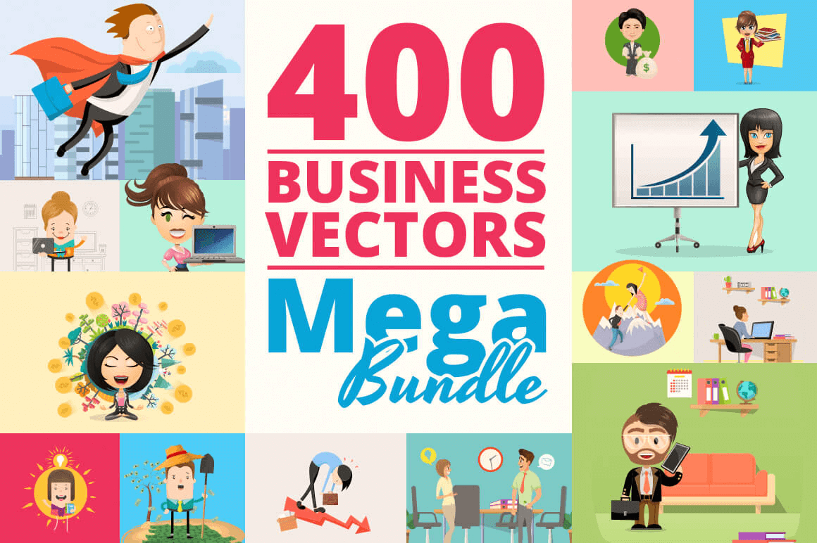 400 Customizable Business Vectors – only $28!