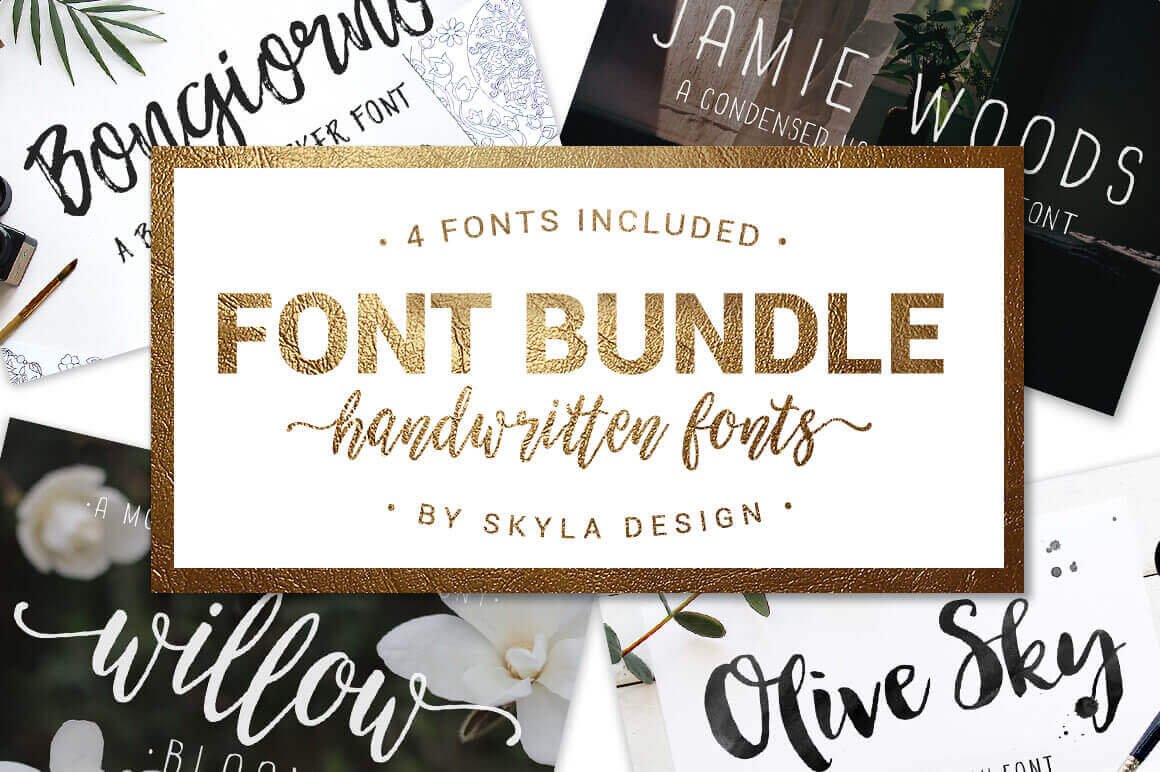 4 Beautiful, Handwritten Fonts from Skyla Design – only $15!