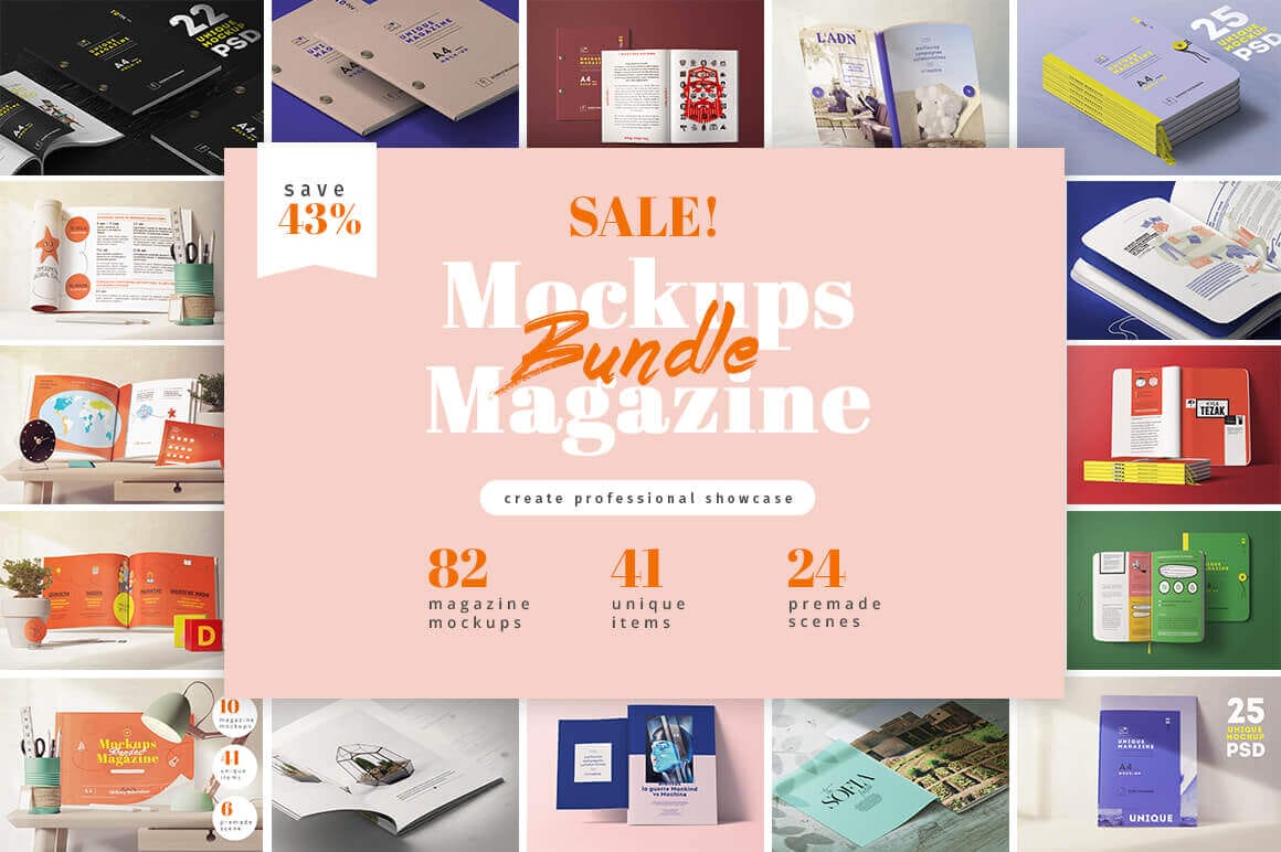 Bundle: 82 Hi-Res Magazine Mockups - only $16!