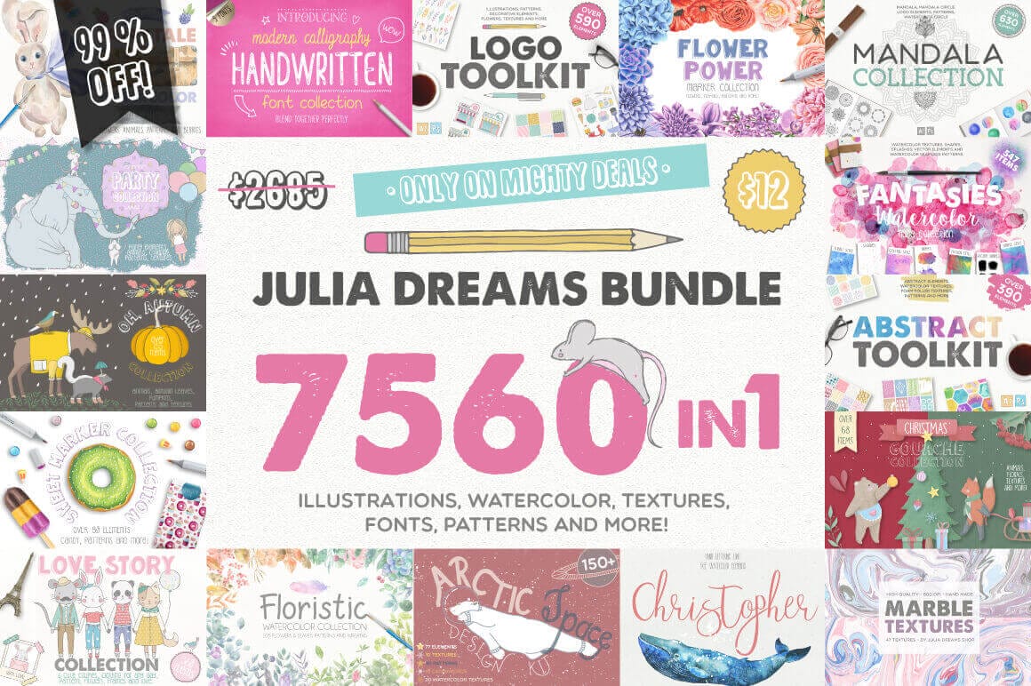 Julia Dreams Bundle of 7500+ Professional Graphics – only $12!