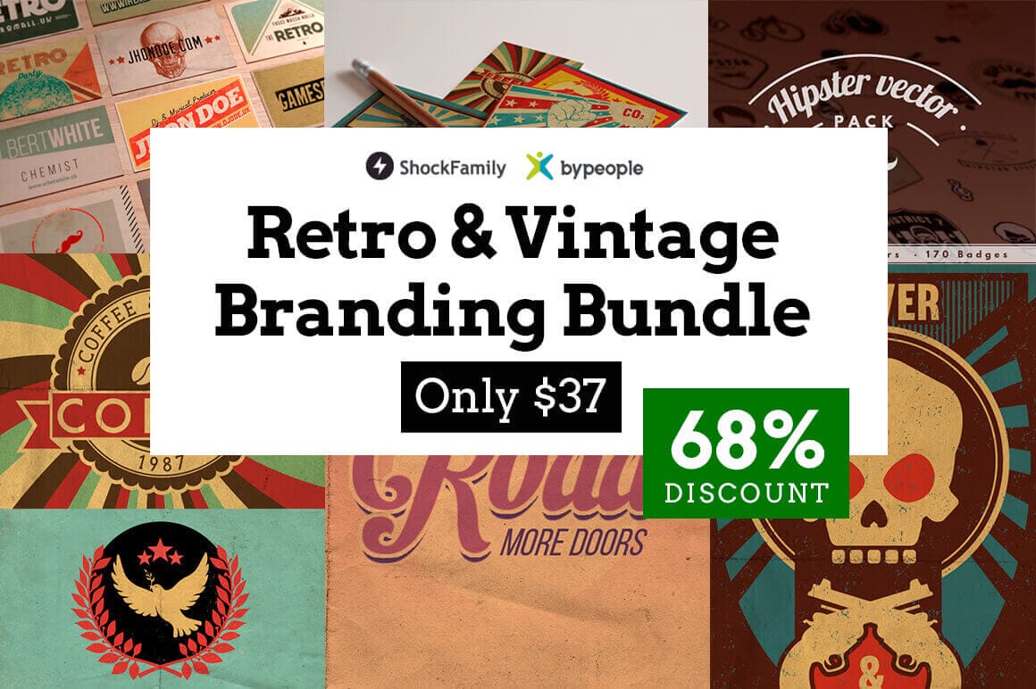 2000+ Professional Retro & Vintage Design Elements - only $37!